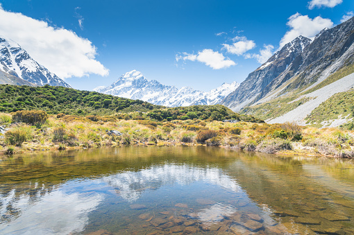 Hooker valley looking towards Mt Cook, South Island, New Zealand