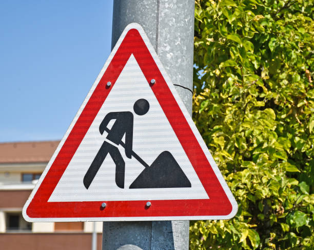 istock Road works ahead traffic sign 1327272650