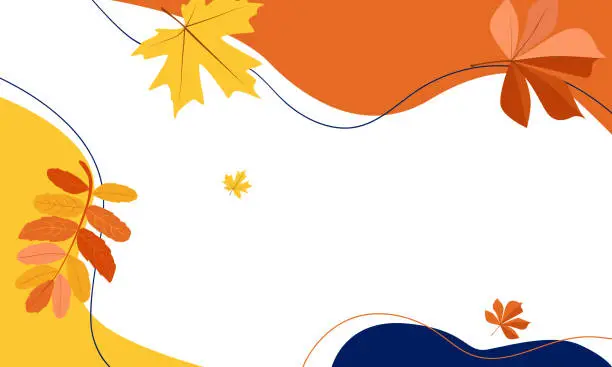 Vector illustration of Autumn background of figures and leaves