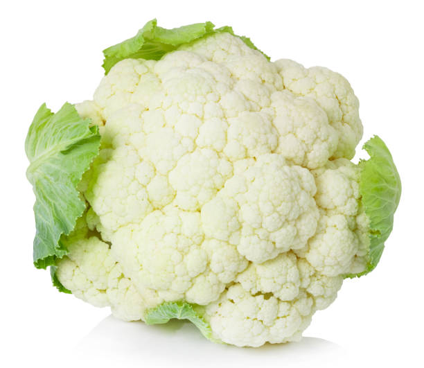 fresh cauliflower isolated on white background. Clipping path stock photo