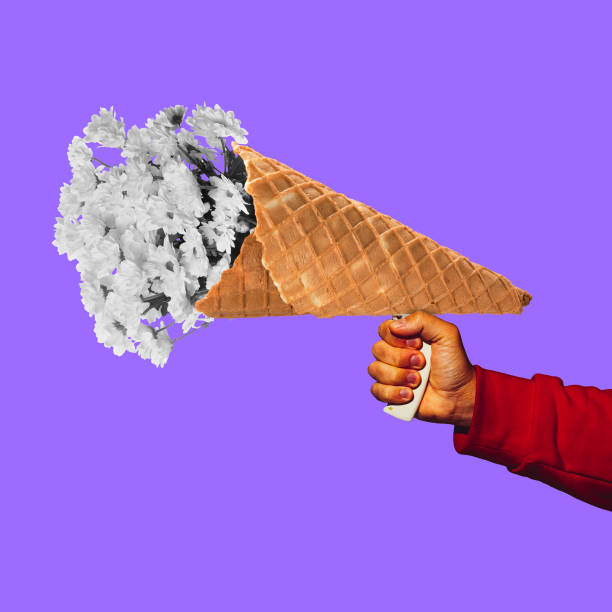 istock Human hand with megaphone like icecream cornet. Contemporary art collage, modern artwork. Concept of idea, inspiration, creativity and beauty. 1327281988