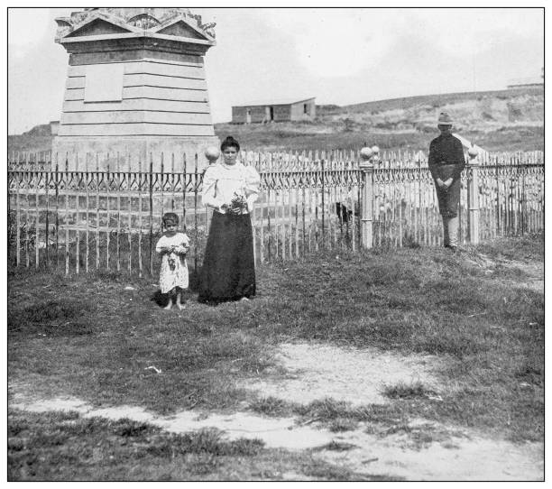 istock Antique black and white photograph: Dutch monument, Puerto Rico 1327283584