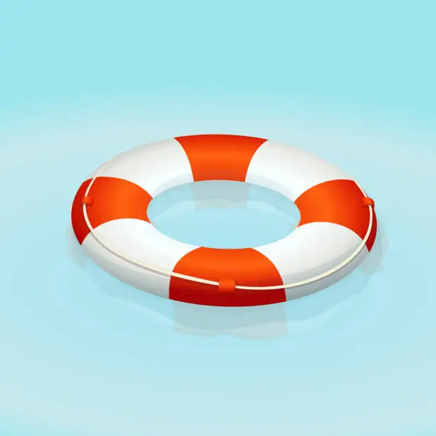 Vector illustration of Lifebuoy in the water of a swimming pool