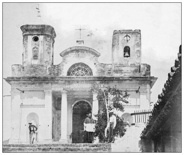 istock Antique black and white photograph: Cathedral, El Cobre, Cuba 1327285768