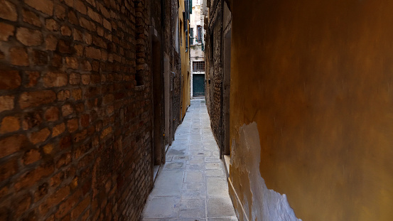 Small spooky alley in Venice, Italy