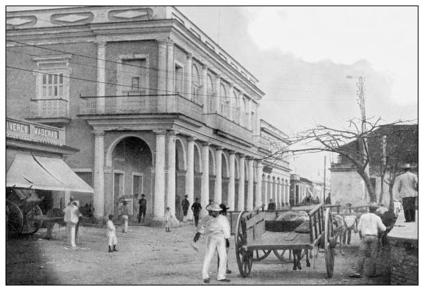 istock Antique black and white photograph: US quartermaster's headquarters, Santa Clara, Cuba 1327295245