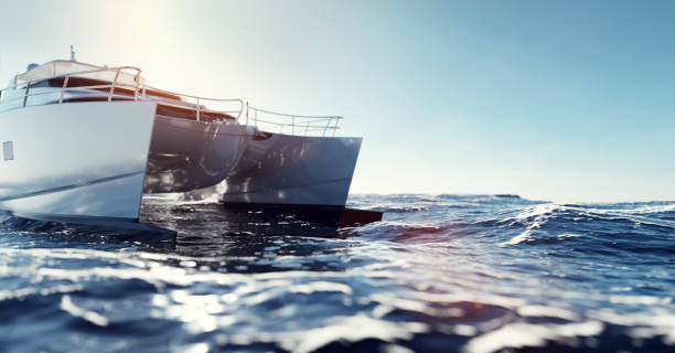 istock Catamaran motor yacht on the ocean 1327295774