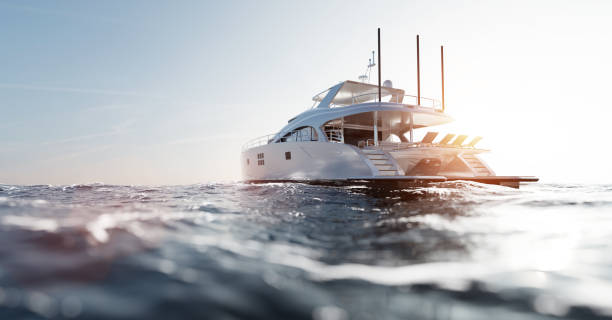istock Catamaran motor yacht on the ocean 1327295779