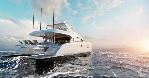 istock Luxury motor yacht on the ocean 1327295784