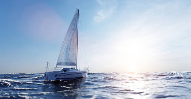 istock Sailing yacht on the ocean 1327295786