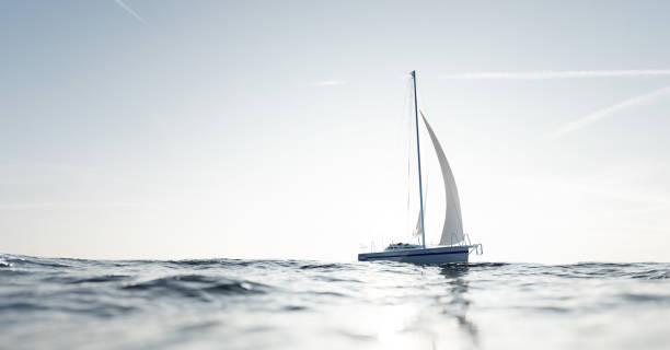 istock Sailing yacht on the ocean 1327295793