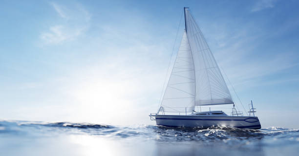 istock Sailing yacht on the ocean 1327295797