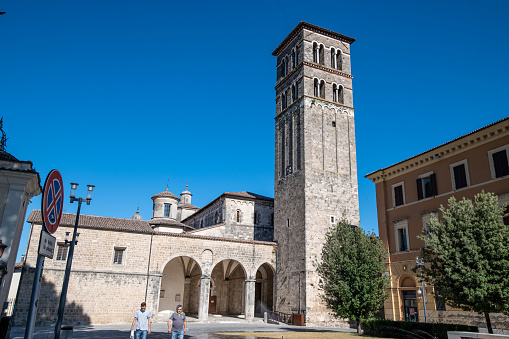 rieti.italy july 06 2021:rieti cathedral of santa maria in the historic center