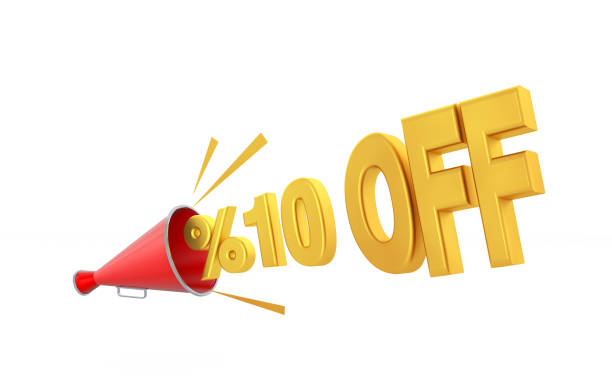 istock 10% off Discount, Megaphone with Sale Announcement 1327299981