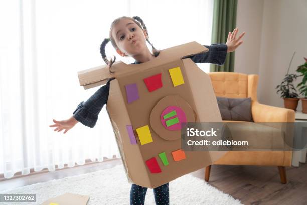 Robot Girl Stock Photo - Download Image Now - Child, Playful, Playing