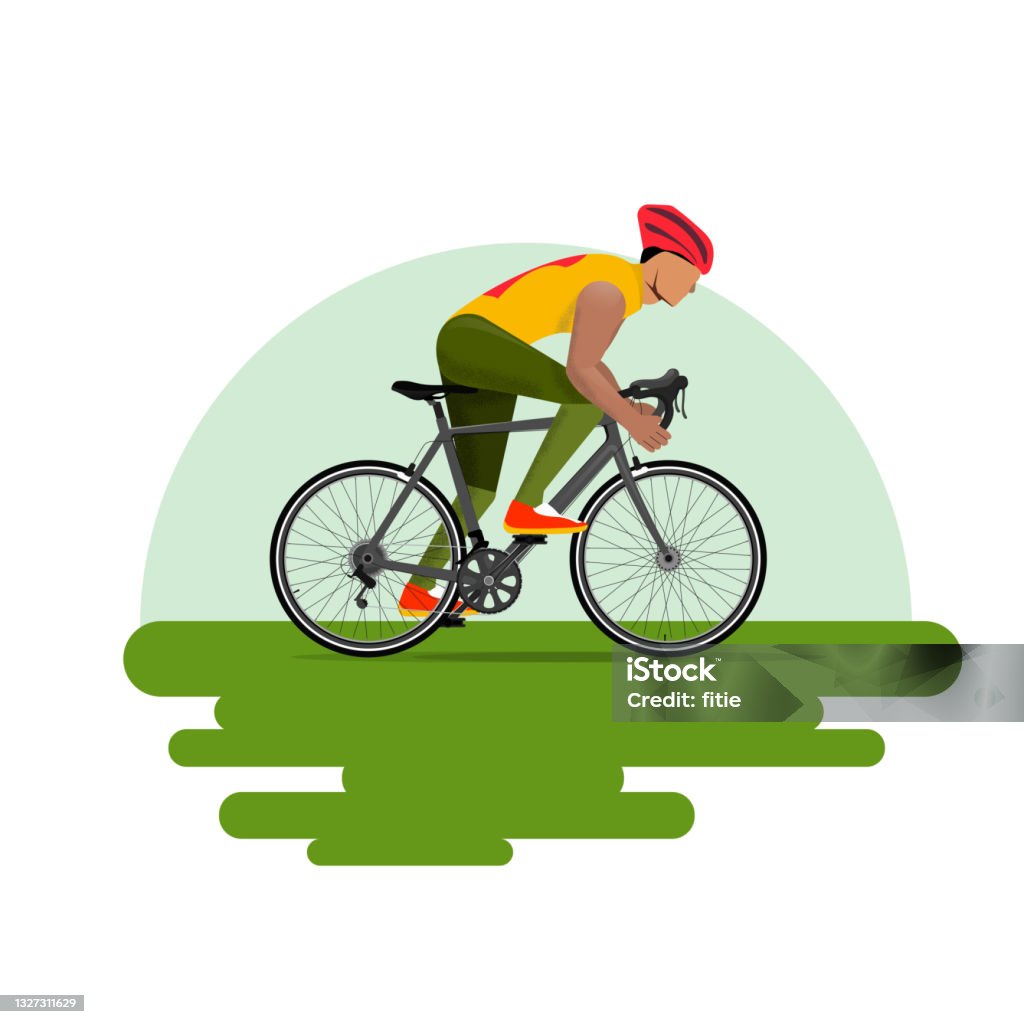 Vector Illustration Of Road Cyclingcrosscountry Bike Raceracing Routea Male  Athlete Riding On A Bicycle Stock Illustration - Download Image Now - iStock