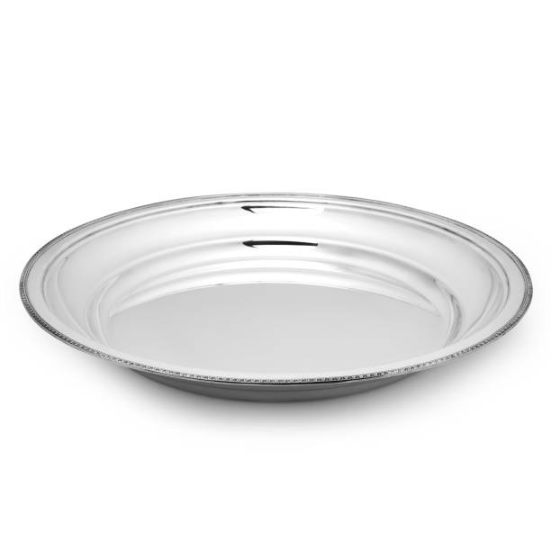 istock Silver tray isolated on white background 1327322790