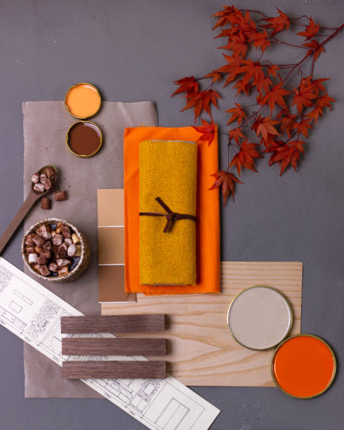 istock Color palette autumn mood board for interior design and decor 1327327040