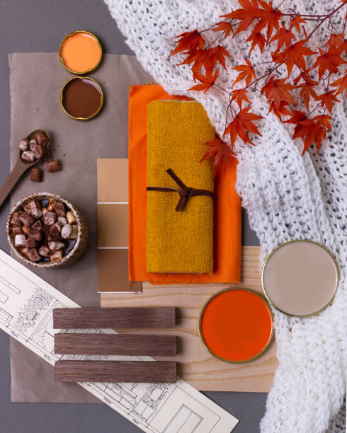 istock Color palette autumn mood board for interior design and decor 1327327042