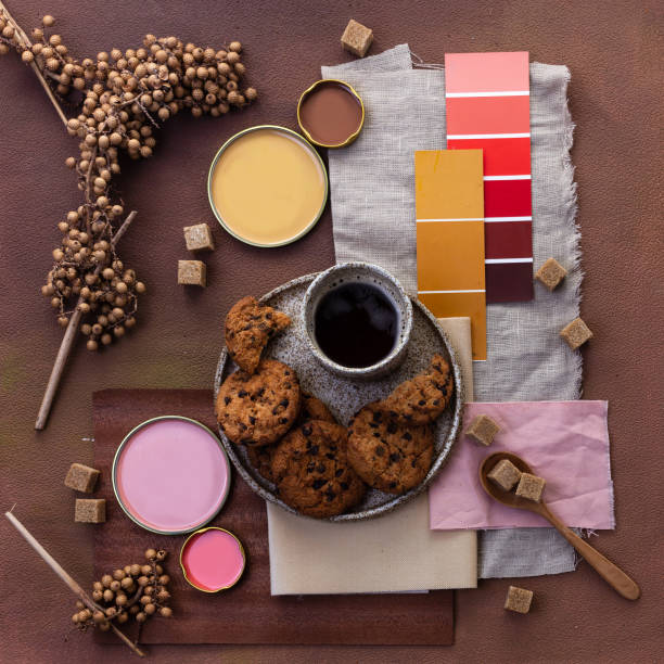 istock Color palette autumn mood board for interior design and decor 1327327052