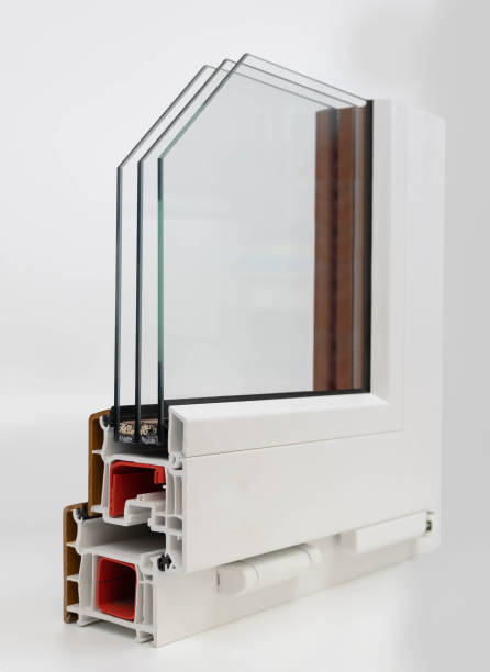 istock Sample of window profile on white background glass and pvc 1327328046