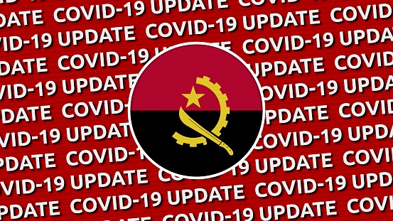 Angola Circle Flag and Covid-19 Update Titles - 3D Illustration fabric texture