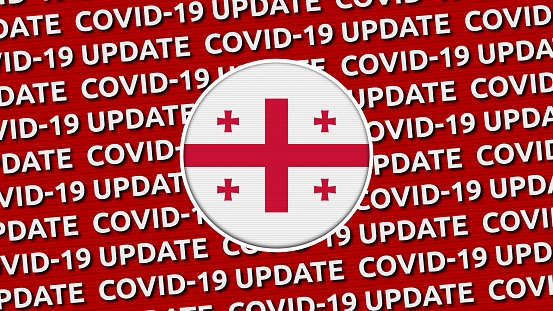 Georgia Circle Flag and Covid-19 Update Titles - 3D Illustration fabric texture