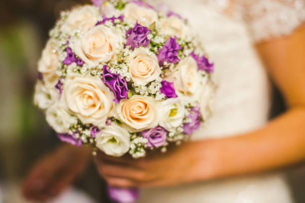istock Roses with gypsophila wedding bouquet 1327331817