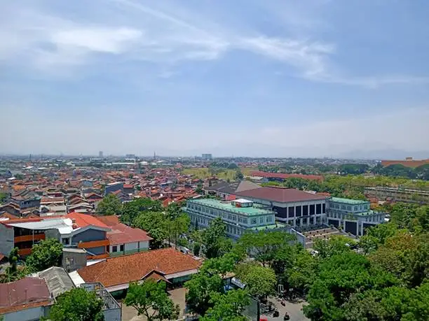 Bandung city view with clear blue sky