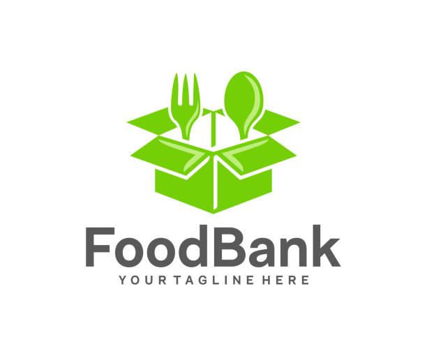 Grocery box, food, fork and spoon, design. Food bank, charitable foundation and organizations, vector design and illustration Grocery box, food, fork and spoon, design. Food bank, charitable foundation and organizations, vector design and illustration food bank stock illustrations