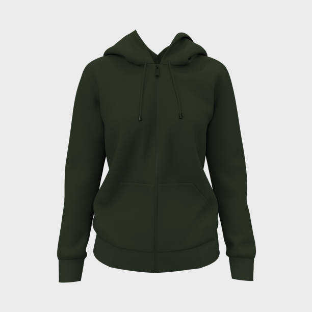 istock Blank hooded sweatshirt mockup with zipper in front view 1327339801