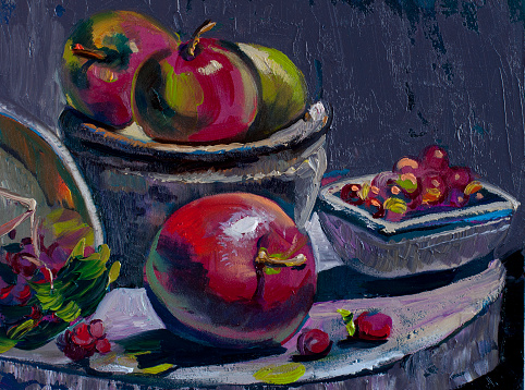 Apples still life painting original art oil on canvas hand made
