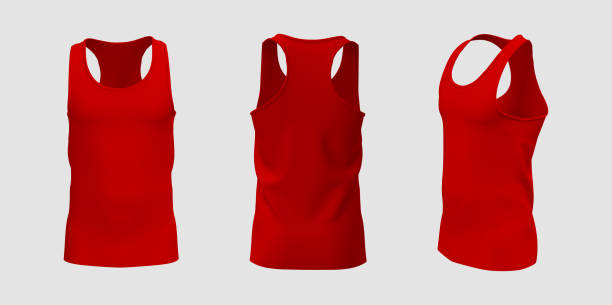 istock Blank sleeveless t-shirt mockup in front, side and back views 1327339987
