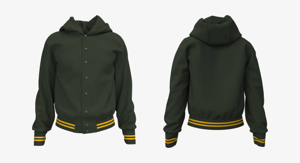istock Hooded jacket mockup in front and back views 1327340014