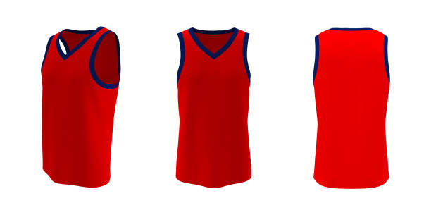 istock Blank v-neck sleeveless t-shirt mockup in front, side and back views 1327340054