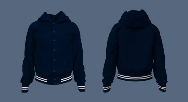 istock Hooded jacket mockup in front and back views 1327340125