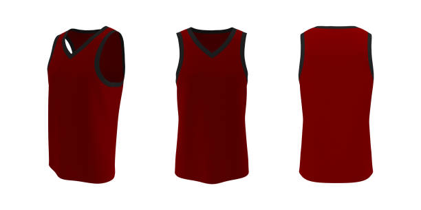istock Blank v-neck sleeveless t-shirt mockup in front, side and back views 1327341512