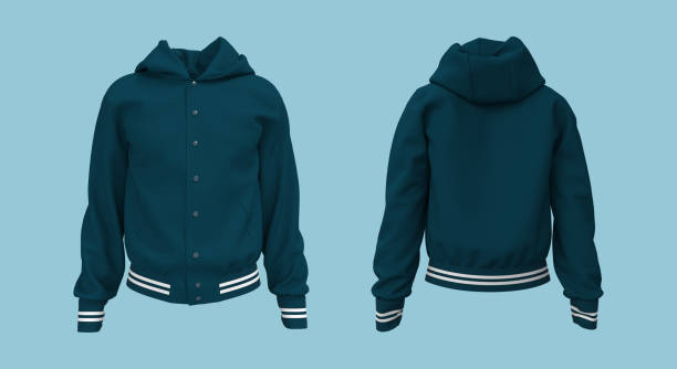 Hooded jacket mockup in front and back views