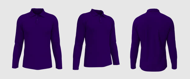 istock Blank collared t-shirt mockup in front, side and back views 1327341639