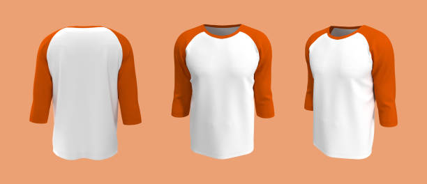 istock men's long-sleeve raglan t-shirt mockup in front, side and back views 1327341646