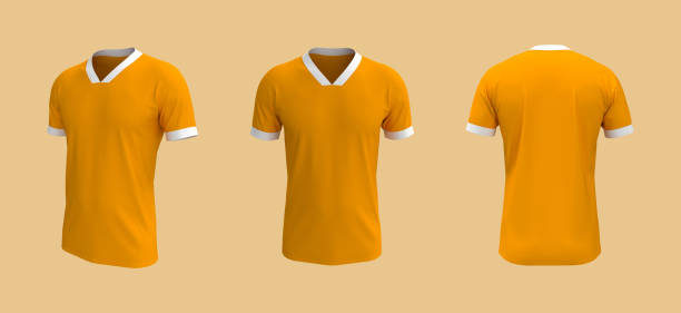 men's soccer t-shirt mockup in front, side and back views - indonesia football 個照片及圖片檔