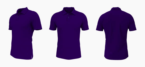 istock Blank collared shirt mockup in front, side and back views 1327342225