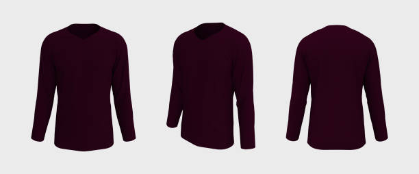 istock men's long-sleeve t-shirt mockup in front, side and back views 1327342237