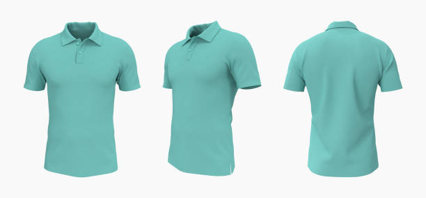 istock Blank collared shirt mockup in front, side and back views 1327342254