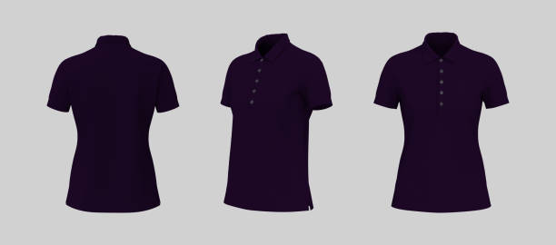 istock Blank collared shirt mockup in front, side and back views 1327342286