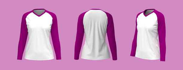 istock Women's v-neck t-shirt mockup, front, side and back views 1327342295