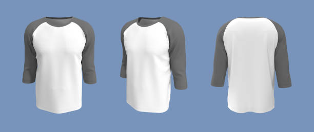 istock men's long-sleeve raglan t-shirt mockup in front, side and back views 1327342347