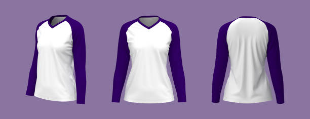 istock Women's v-neck t-shirt mockup in front, side and back views 1327342366