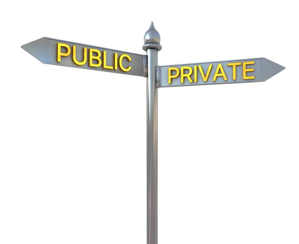 Street signs pointing opposite directions: Public or Private Street signs pointing opposite directions: Public or Private military private stock pictures, royalty-free photos & images