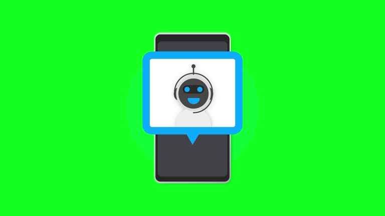 Chatbot icon concept, chat bot or chatterbot. Robot Virtual Assistance Of Website Or Mobile Applications. Motion graphics.